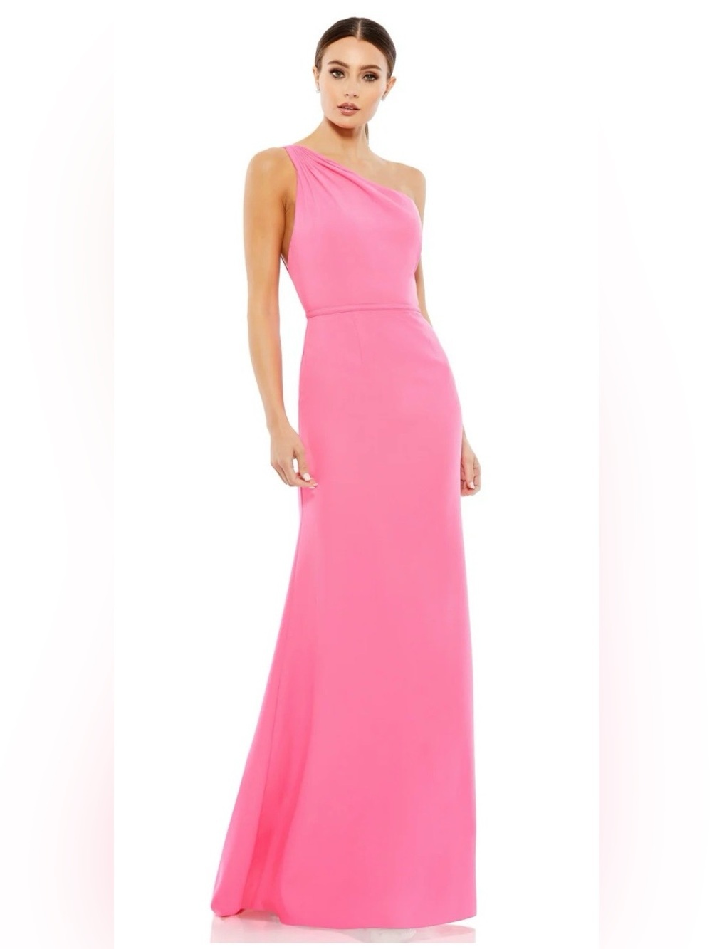 Mac Duggal 26266 NWT Hot Pink One Shoulder Crepe Mermaid Gown